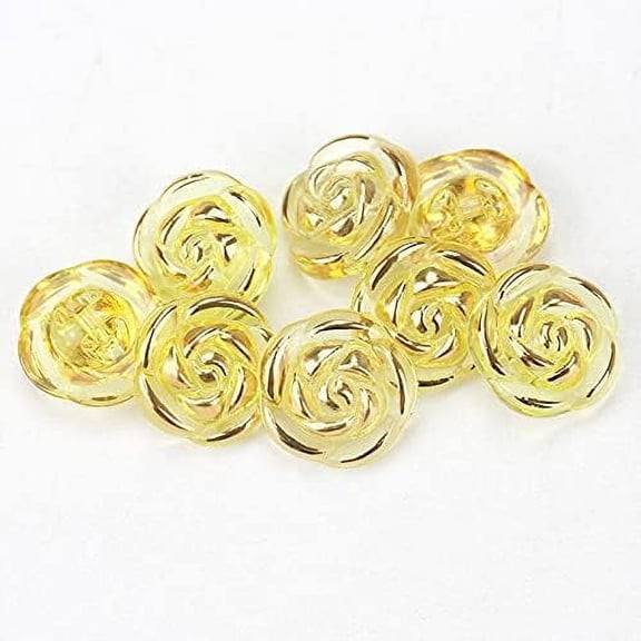 30 Pcs Acrylic Rose Flower Buttons Shirt Buttons Sewing Accessories DIY Crafts (Yellow-Green, 12.5mm)
