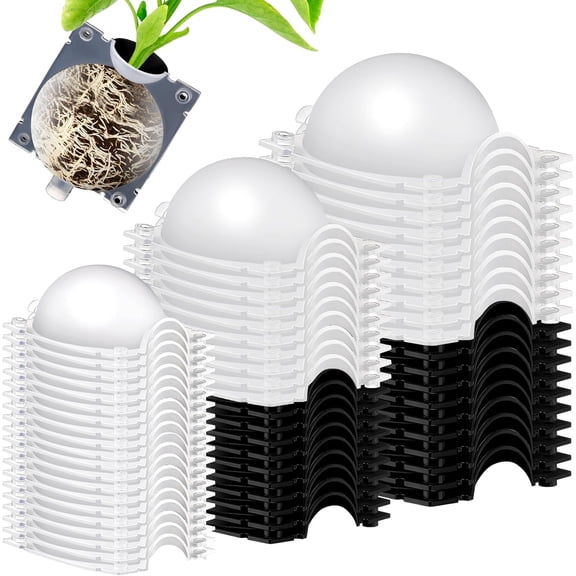 30 Pcs Air Layering Propagation Kit Reusable Half Black Half Transparent Grafting Ball Air Layering Pods Propagation Box Plant Rooting Grafting Box for Plants, Large, Medium, Small