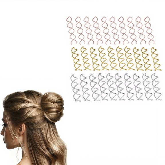 30 Pcs Alloy Spiral Hair Pins,Non-scratch Rounded Tips for Women (2Inches)