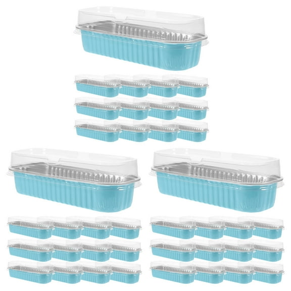 30 Pcs Aluminum Foil Plastic Mini Loaf Pans with Lids Baking Mold Container Cover