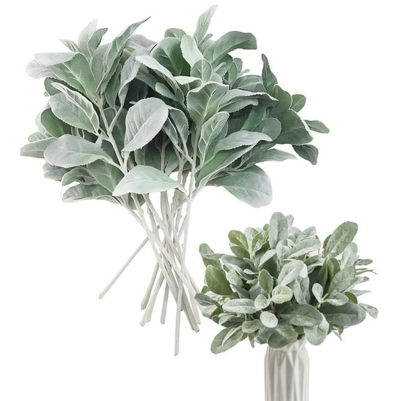 30 Pcs Artificial Lambs Ear Stems,Bexikou 7.87" Artificial Flocked Lambs Ear Stem Greenery Leaf Flower Spray for Home Wedding DIY Floral Arrangement