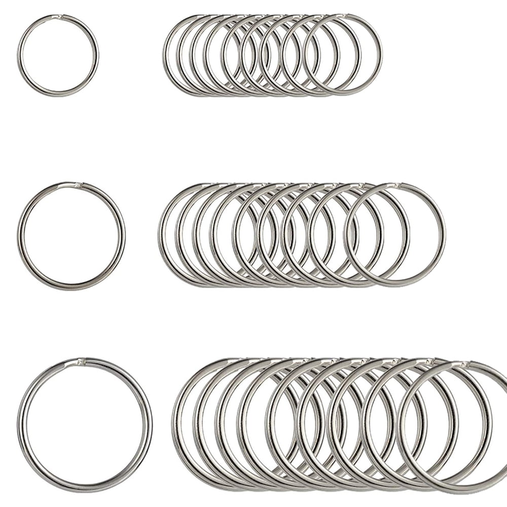 30 Pcs Assorted MultiPurpose Metal Keychain Rings Split Keyrings Flat