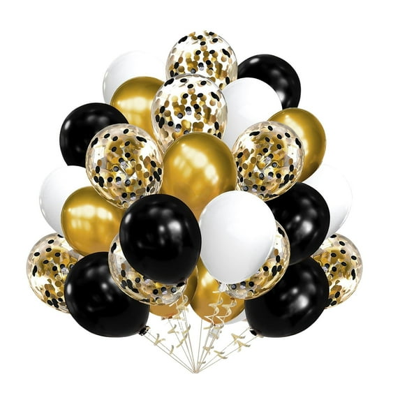 30 Pcs Balloons Set for Parties,Gold Chrome,White Pearl and Gold Confetti 12 Inch Natural Latex Balloons For Party Decorations,Birthday,Baby Shower Décor