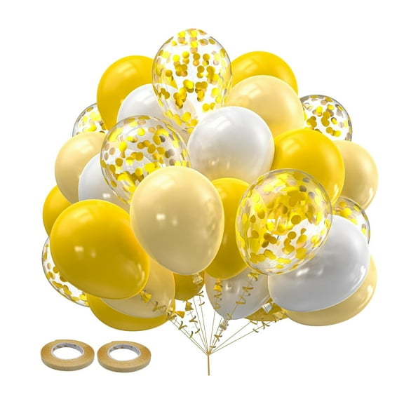 30 Pcs Balloons Set for Parties,Gold Chrome,White Pearl and Gold Confetti 12 Inch Natural Latex Balloons For Party Decorations,Birthday,Baby Shower Décor