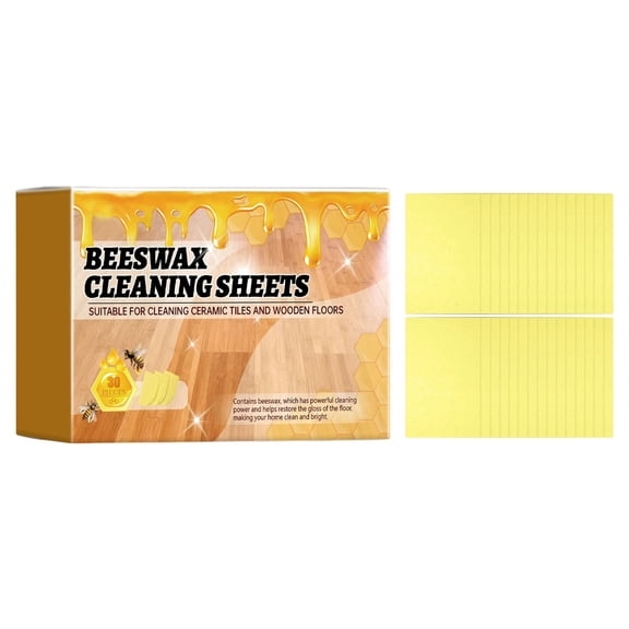 30 Pcs Beeswax Floor Cleaning Sheets, Concentrated Multi-Surface Floor Cleaner Tablets for Mopping, Quick-Dissolve Wood Polish Paper for Hardwood, Tile, Laminate, Fresh Scent