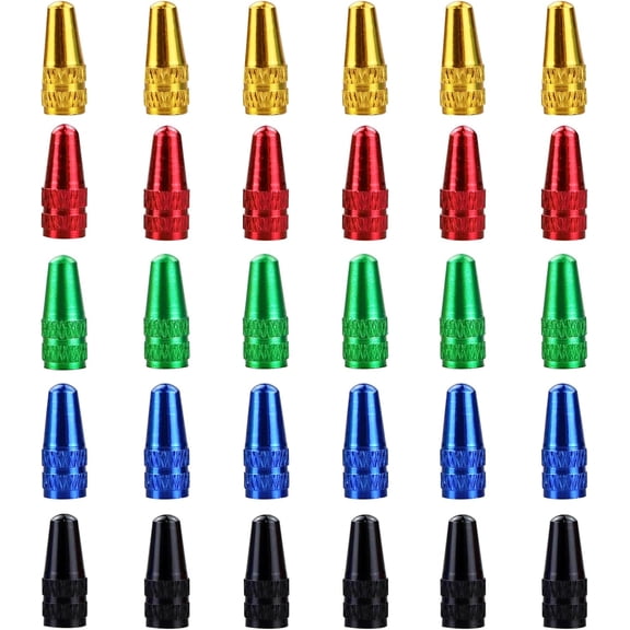 30 Pcs Bicycle Presta Valve Caps, Multicolor Anodized Aluminum Alloy Presta Cycling Valve Caps, French Style Tyre Caps Dust Covers Bike Tire Valve Stem Caps For MTB Road Bicycle
