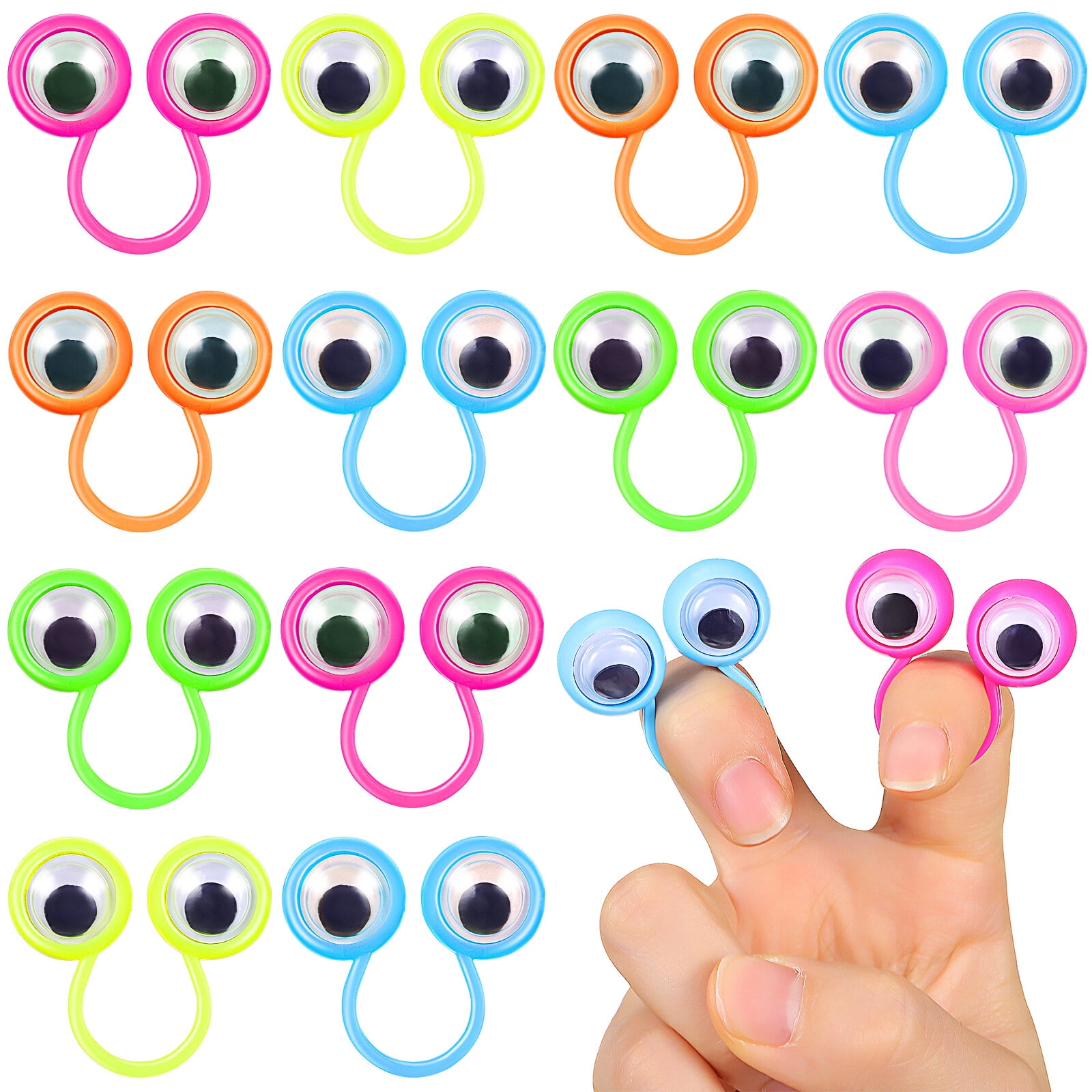 30 Pcs Big Eyes Finger Puppets Movable Eyeball Rings Party Favor Supplies Novelty Toys for Kids