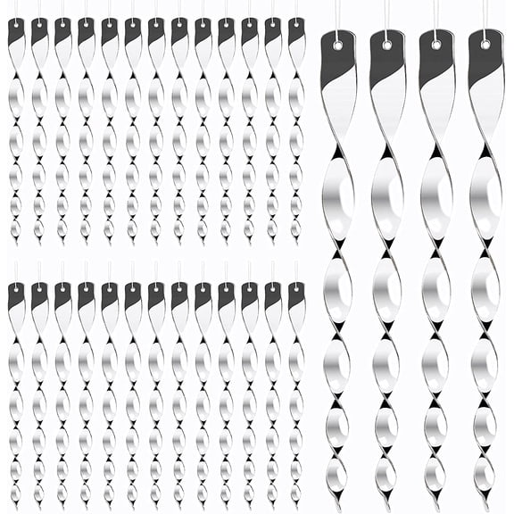 30 Pcs Bird Repellent Reflectors Scare Rods, Hanging Silver Plastic Rod Reflective Bird Deterrent Device, Glossy Finish Garden Decorative Scare Birds Away, Like Woodpeckers, Pigeons