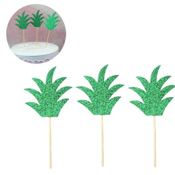 UKCOCO 30pcs Pineapple Leaf Cake Toppers Green Bamboo Picks for Valentine Event