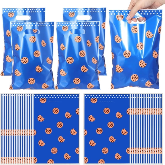 30 Pcs Birthday Party Favors Bags Cartoon Candy Gift Bags for Theme Party Decorations Goodie Supplies(Cookie)