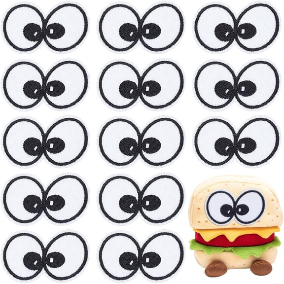 30 Pcs Black and Green Eyes Patch Embroidery Cloth Iron on Patches Cartoon Eyes Costume Accessories