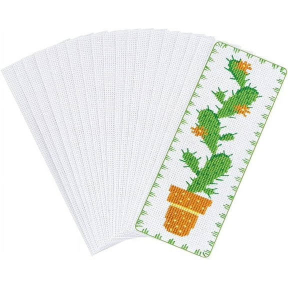 30 Pcs Blank Cross Stitch Bookmark Rectangle Cotton Fabric Book Marker Cross Stitch with Embroidery Edge Crosstitch Project 2.7x7.5 inch(7x19cm)