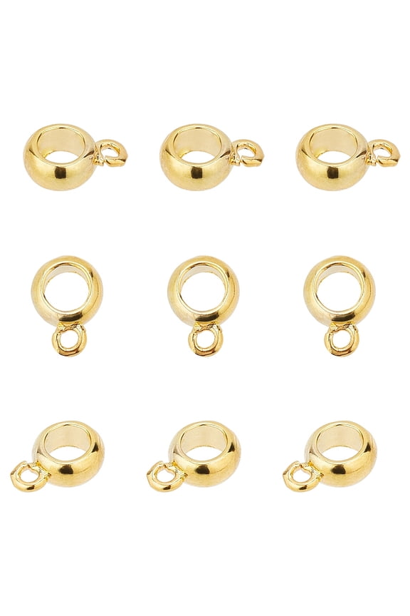 30 Pcs Brass Hanger Links Pendant Bail Beads Rondelle Clasp Connectors for Necklace Bracelet Charm European Jewelry Making- Golden