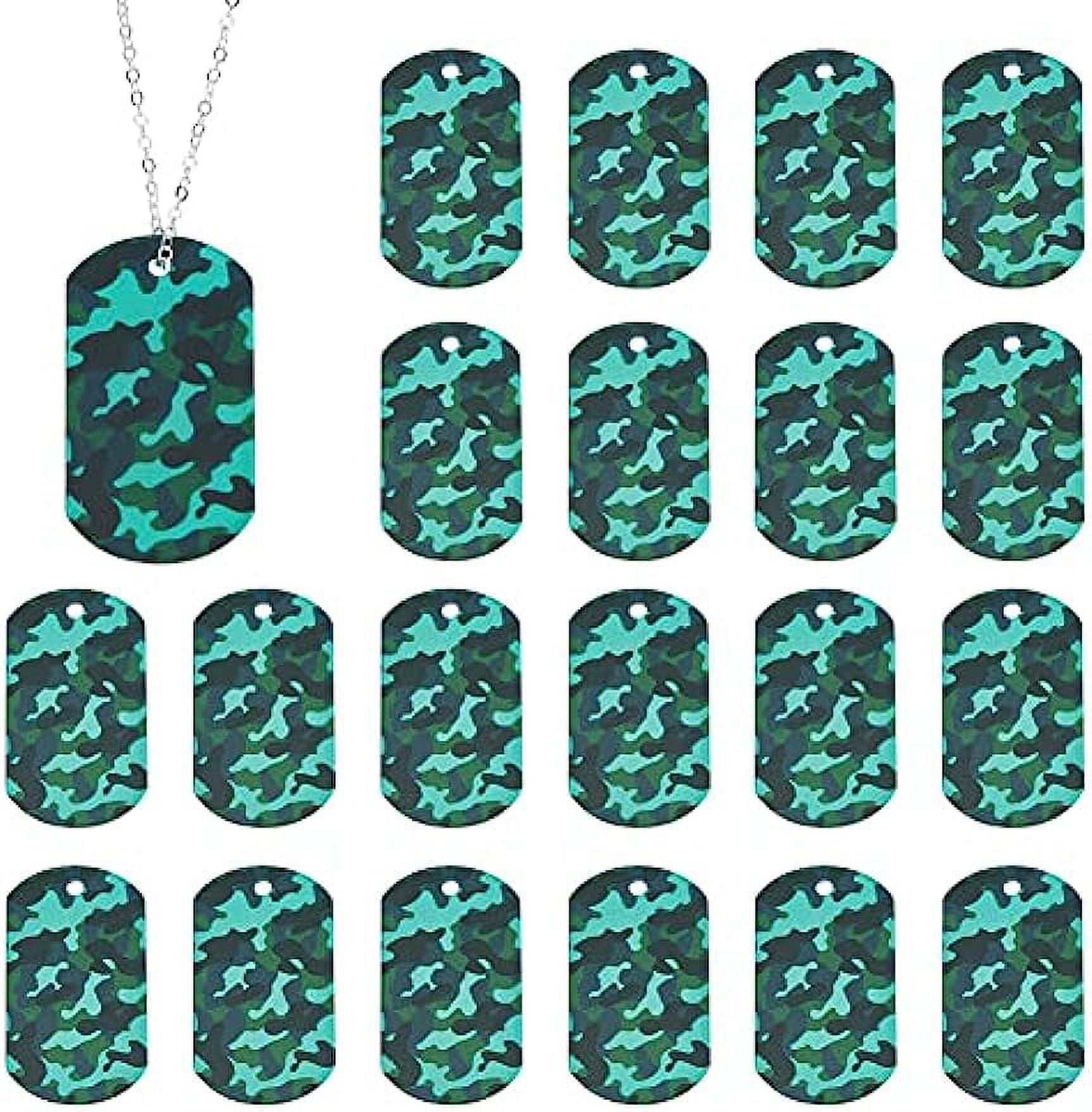Wonderjune 30 Pack Camouflage Dog Tags With Beaded Chains - Army Party Decor, Soldier Men Dog Tags, 5x3cm Acrylic Tags With 70cm Stainless Steel Chains - View #4