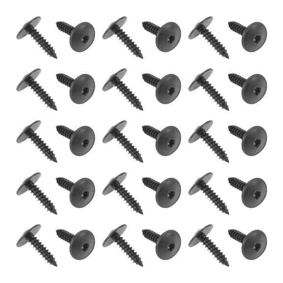 30 Pcs Car Fender Liner Splash Shield Bumper Cover Screw Compatible for Audi A4 1996-2016 Metal Black