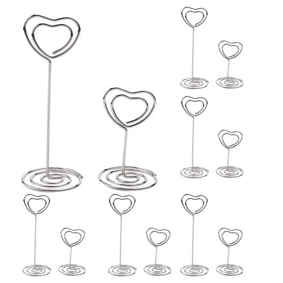 30 Pcs Card Holder Heart Shape Table Picture Stand Wire Tabletop Photo Holder Menu Cl xwm25