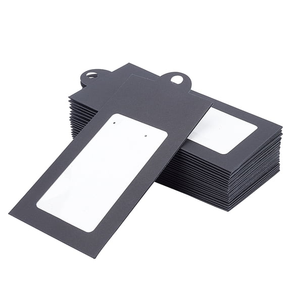 30 Pcs Cardboard Display Boxes with Clear Window (Black 6x3 Inch) Rectangle Foldable Creative Kraft Paper Box with Hanging