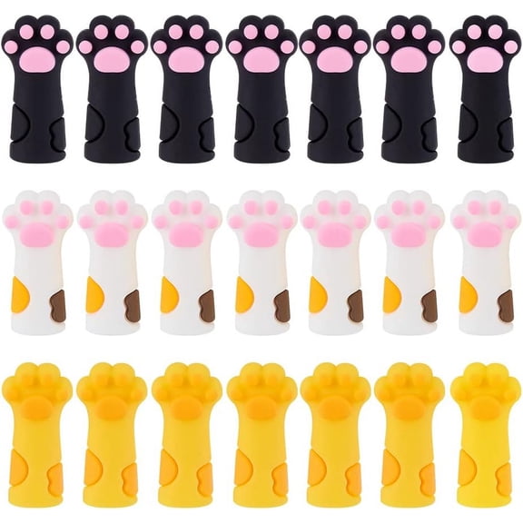 30 Pcs Cartoon Pencil Toppers Cat Claw Pencil Topper Clip Silicone Animal Pen Decorations Charms