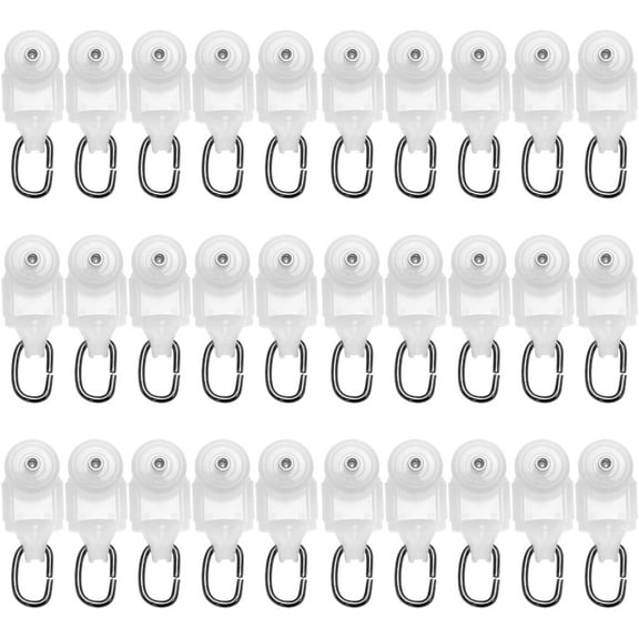 30 Pcs Ceiling Curtain Track Gliders Slide Rollers, White