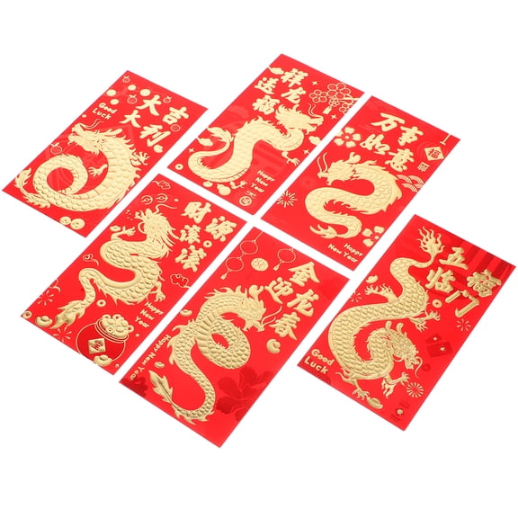 FONDOTIN Red Paper Envelopes Chinese New Year Dragon Pattern Festive