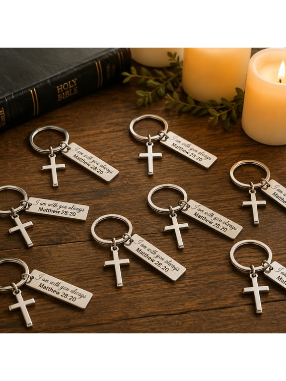 30 Pcs Christian Cross Keychains, Inspirational Scripture Stainless Steel Religious Gifts for Family Friends, Faith Keepsakes for Christmas Birthday Celebration Church Events