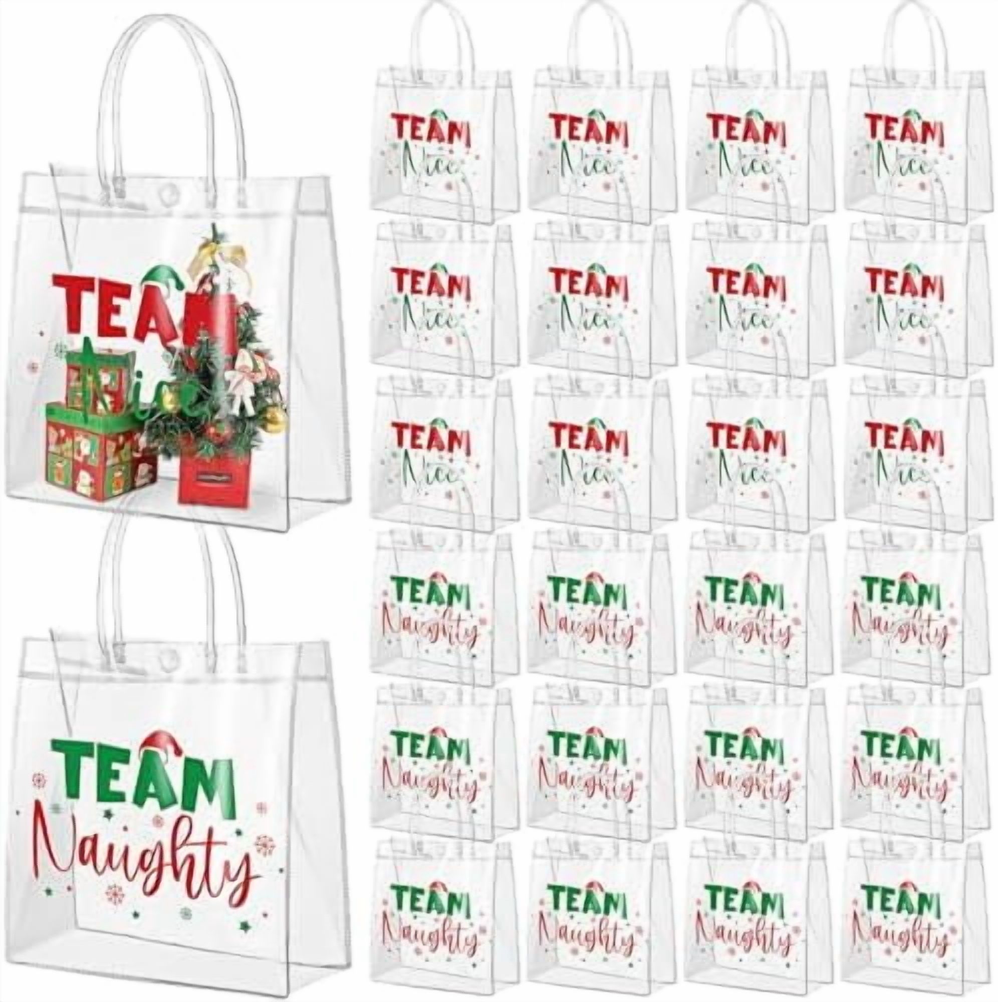 Jutieuo 24 Pack Clear OKA4 Plastic Gift Bags With Handles, Reusable Transparent Party Favor Bags Pvc Goodie Bag Bulk Wedding Baby Shower Birthday 6 3