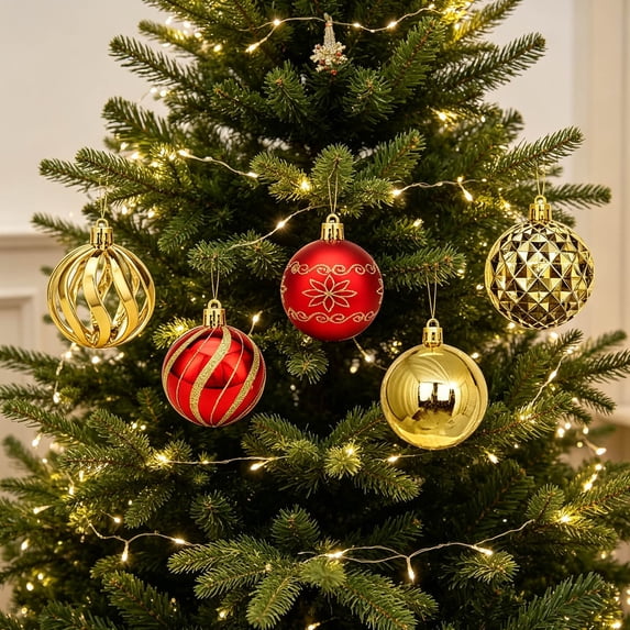 30 Pcs Christmas Ornaments Sets 2.36in Christmas Ball Decoration Shatterproof Christmas Tree Ornaments Painted Xmas Balls Bulbs for Holiday Wedding Party Christmas Tree Decoration