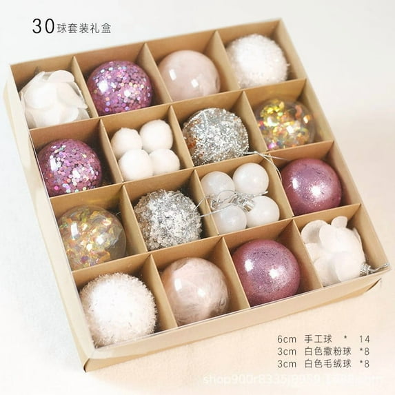 30 Pcs Christmas Tree Decorations Ornaments Set Assorted Shatterproof Hanging Balls Decorations for Holiday Tree, Festival Party Supplies