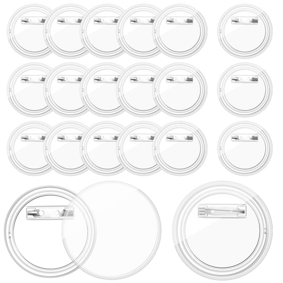 30 Pcs Clear Acrylic Custom Pins & Custom Buttons Blank Round DIY Craft Badges for Sublimation School Projects Team Events Gift-Ready (3 Inch)