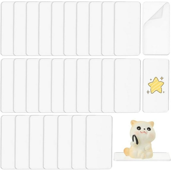 30 Pcs Clear Miniature Bases 1x2inch Rectangles Acrylic Action Figure Display Bases 1.8mm Thick Acrylic Models Holder Base Blanks Base