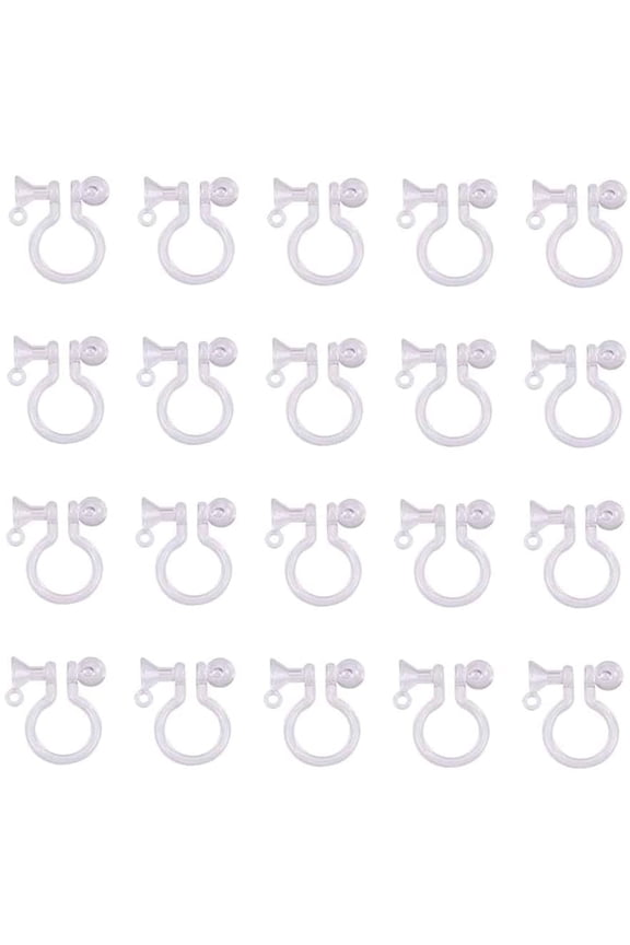 30 Pcs Clear Plastic Clip-on Earring Converter Component Fit 5mm Rhinestone 11x10x3.5mm for Non-Pierced Ears for DIY