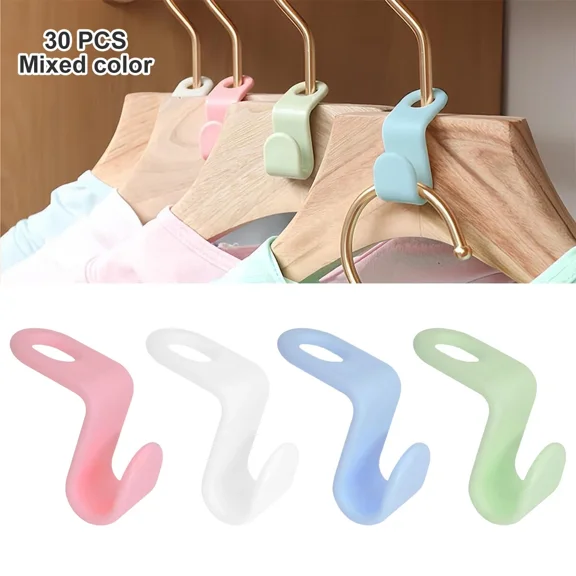 30 Pcs Clothes Hanger Connector Hooks Closet Hanger Organizer Space-Saving Clip