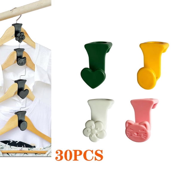30 Pcs Clothes Hanger Connector Hooks,Heavy Duty Plastic Hangers Hooks,Clothes Hanger Connector Hooks Pink