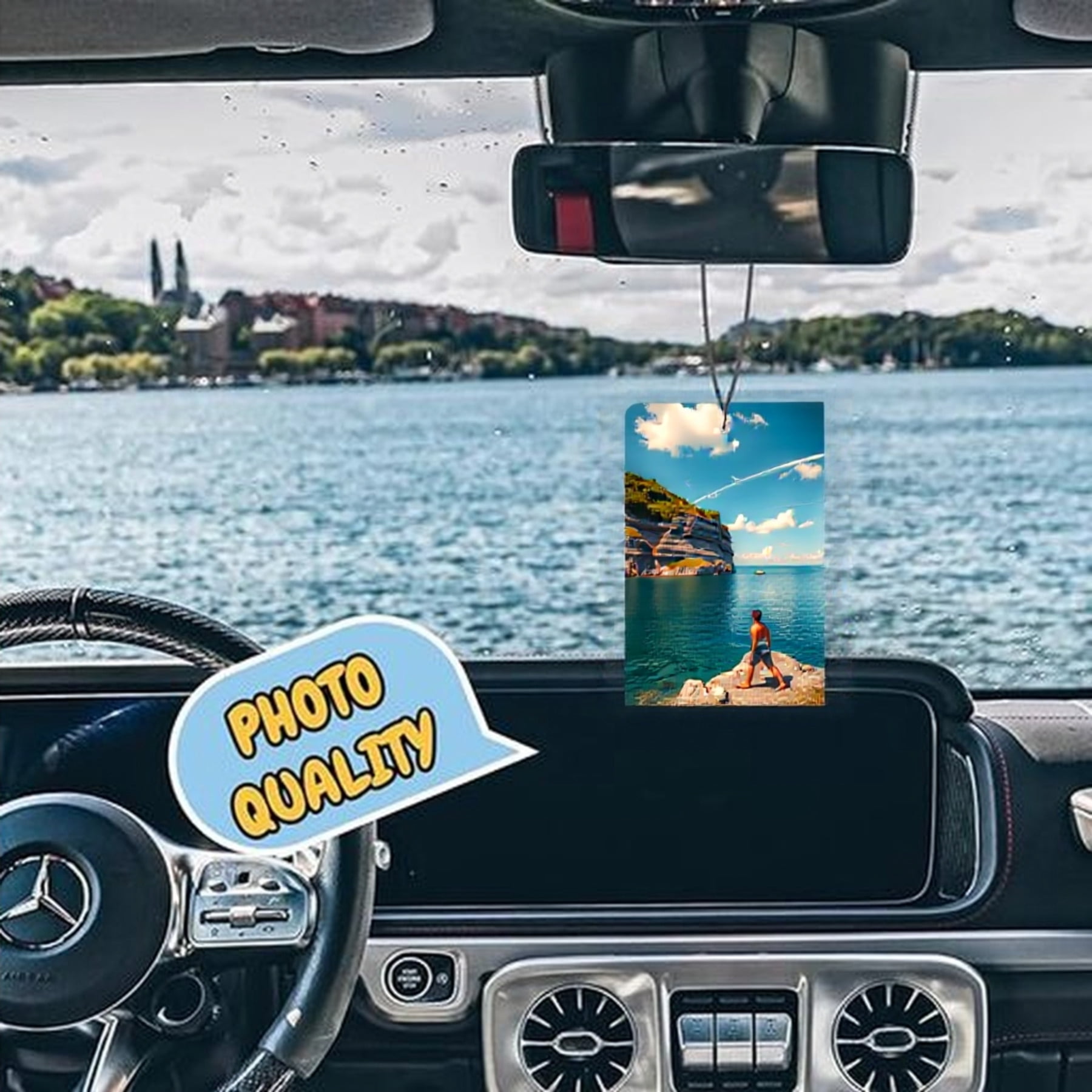 30 Pcs Coastal Scene Car Air Freshener Tranquil Azure Sea with Lone