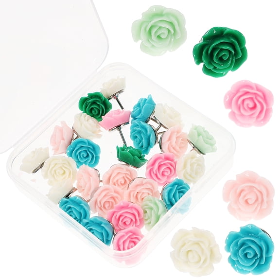 30 Pcs Compact Thumb Tacks Thumbtack Map Markers .5X1.5cm