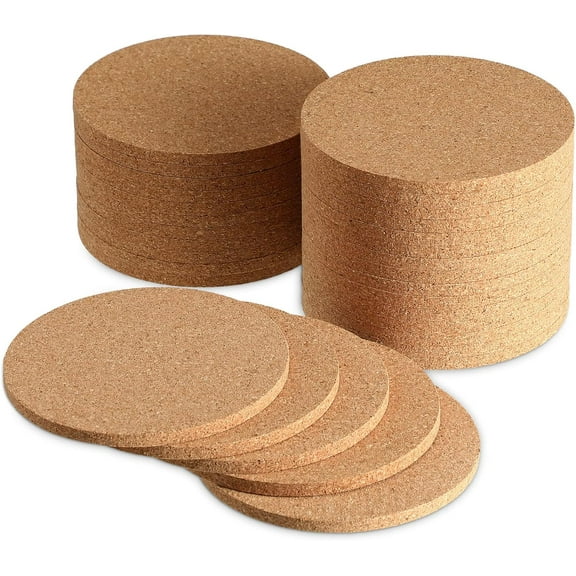 30 Pcs Cork Coaster Bulk 4 Inch Round Cork Coasters for Drink, Absorbent Heat Resistant Drink Coaster Reusable Blank Coasters for DIY Crafts Laser Engraving Tabletop Protection Party Decor