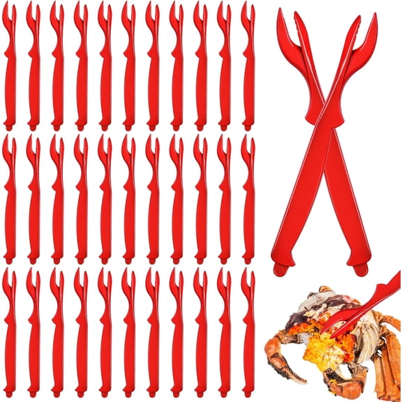 30 Pcs Crab Legs Crackers, Crab Pick Tools Set, Seafood Cracker Tools, Easy Opener Shellfish Picks Knife for Seafood Lobster Crab Shrimp(Red)