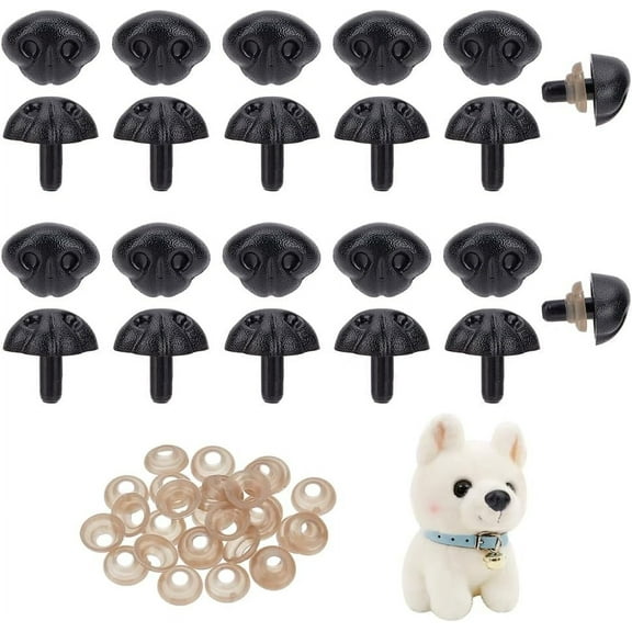30 Pcs Crafting Noses with Washers 21mm Black Dog Safety Noses Teddy Bear Noses Making Supplies False Puppy Nose 21mm for Stuffed Animals Making for DIY