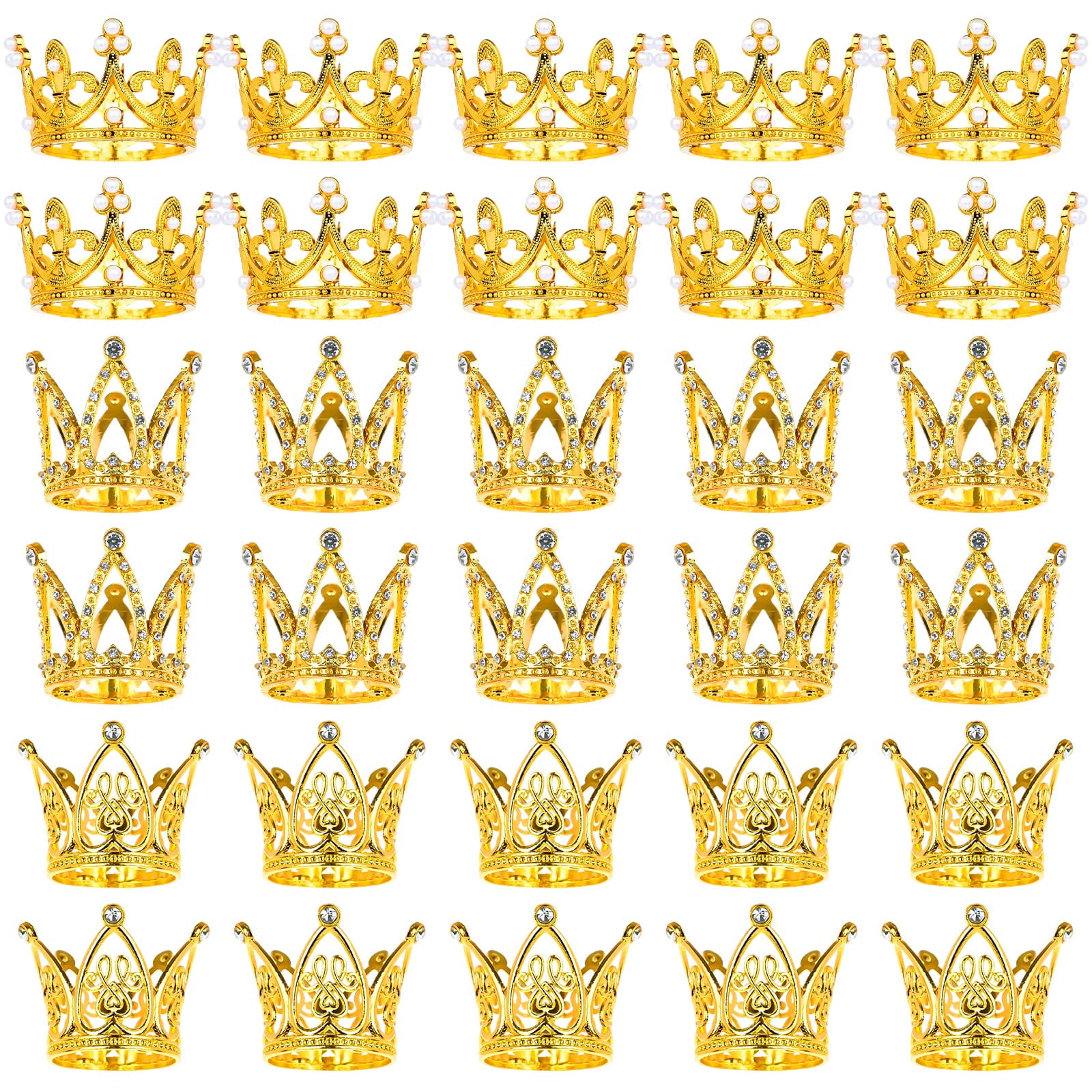 30 Pcs Crowns for Flower Bouquets Gold Napkin Rings Crown Cake Topper ...