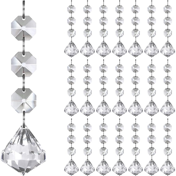 30-Pcs Crystal Christmas Ornaments - Clear Acrylic Hanging Ball with Beaded Accents for Tree Decor, Holiday Party Supplies