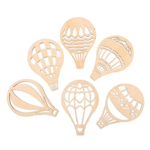 30 Pcs DIY Wooden Slices Handmade Mini Air Balloon Cutout Card Making Supplies Stickers Child Brown
