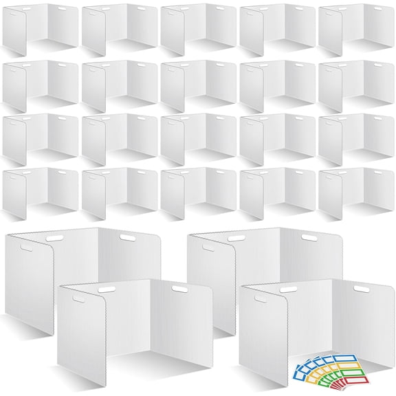 30 Pcs Desk Dividers for Students 14 17.5 14 Inch Plastic Durable and Waterproof Privacy Folders Shields Test Dividers with Classroom Privacy Boards for School Study Teacher Supplies (White)
