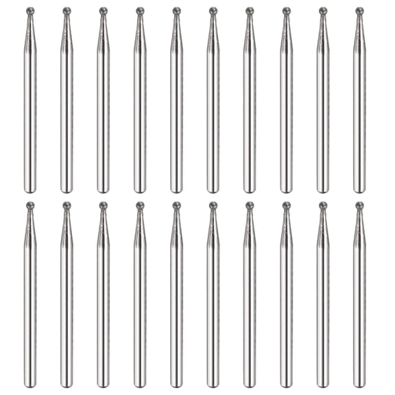 30 Pcs Diamond Burrs Bits for Rotary Tools, 120 Grit 0.1" Ball Shape Head Grinding Drills with 1/8" Shank for Stone Jewelry Glass Resin Ceramic Jade Alloy Carve Engrave Polish