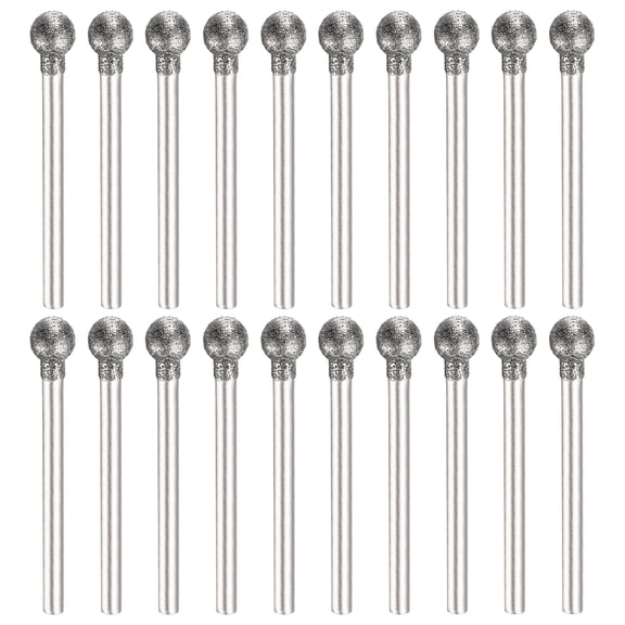 30 Pcs Diamond Burrs Bits for Rotary Tools, 120 Grit 0.1" Ball Shape Head Grinding Drills with 1/8" Shank for Stone Jewelry Glass Resin Ceramic Jade Alloy Carve Engrave Polish