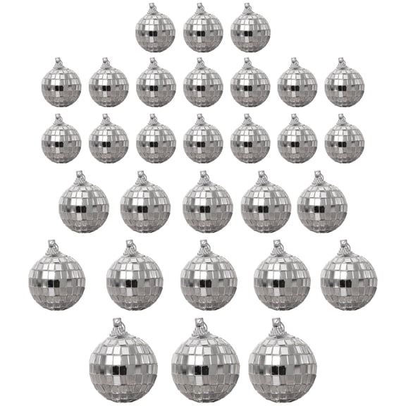 30 Pcs Disco Ball Decoration Set, Includes 1.2-2.4 in / 3-6 cm Mirror Balls, Retro Style, Silver Classic Color, Perfect for Parties, Bars, KTV, and Home Decor