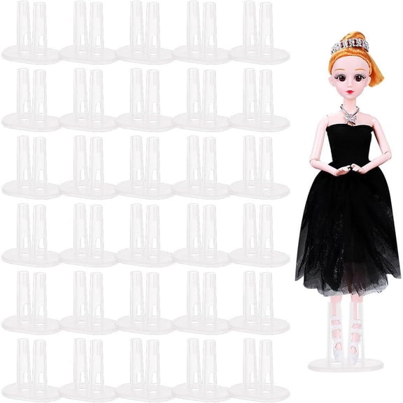 30 Pcs Doll Stand Support 3 inch Transparent Doll Stand Display Holder Action Figure Display Rack Plastic Dolls Mini Display Holder