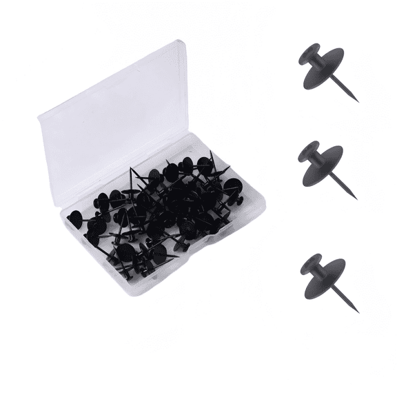 DEDRFUC 30 Pcs Double Headed Push Pins  Renter Friendly Thumb Tacks for Wall Hangings, Picture Frame Hangers for Cork Board, Drywall & Home Office Decor, Black
