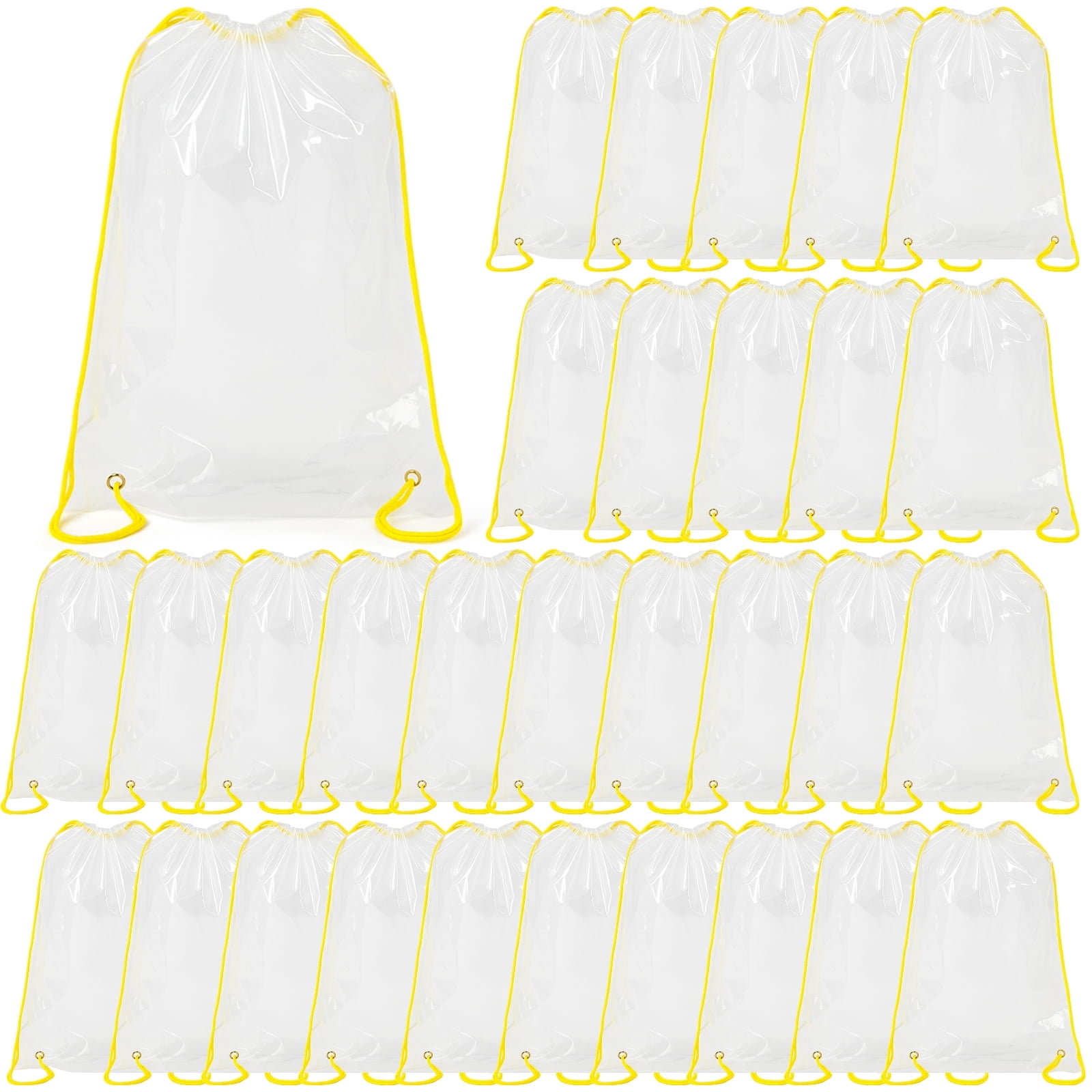 30 Pcs Drawstring Clear Backpack Bulk, Transparent PVC 