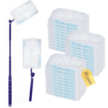 30 Pcs Duster Refills, Multi Surface Refills Efficient Disposable Feather Duster for Cleaning compatible with Swiffer Dusters with 1 Extendable Long Handle