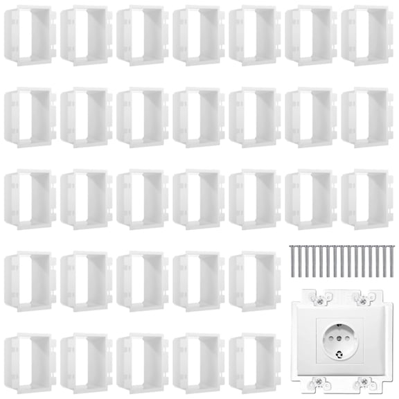 30 Pcs Electrical Box Extenders, BE2 Two-Gang Outlet Box Extensions with 122 Screws, Power Switch Receptacles Accessories, White